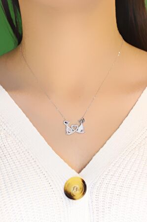 Kedi Model Hayalet Gümüş Kolye