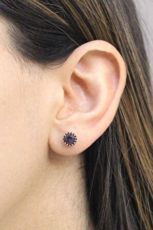 Mistik Topaz Taşlı Otantik Kadın Gümüş Küpe