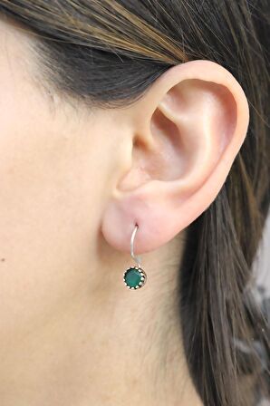 Zümrüt Taşlı Otantik Kadın Gümüş Küpe