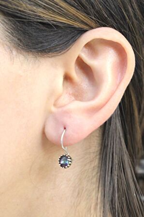 Mistik Topaz Taşlı Otantik Kadın Gümüş Küpe