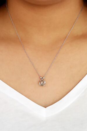 Küre İçinde Zirkon Taşlı Kadın Gümüş Kolye