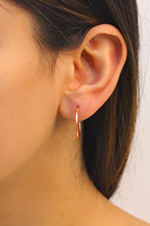 Halka Model Rose Kaplama Kadın Gümüş Küpe 21mm (XXL)