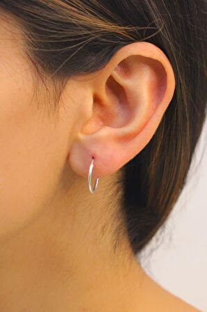 Halka Model Bayan Gümüş Küpe 16mm (L)