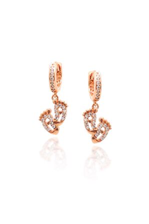 Bebek Ayakları Tasarım Zirkon Kadın Gümüş Küpe