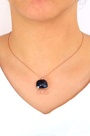 Has Taşlı Rose Kadın Gümüş Kolye