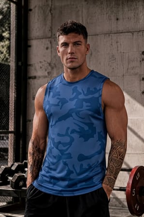2'li Erkek Nem Emici Hızlı Kuruma Atletik Teknik Sporcu Sıfır Kol T-shirt Siyah-Mavi