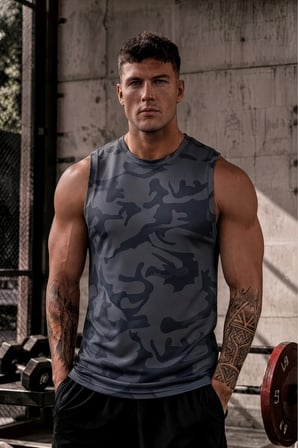 2'li Erkek Nem Emici Hızlı Kuruma Atletik Teknik Sporcu Sıfır Kol T-shirt Siyah-Füme