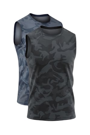 2'li Erkek Nem Emici Hızlı Kuruma Atletik Teknik Sporcu Sıfır Kol T-shirt Siyah-Füme