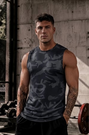 2'li Erkek Nem Emici Hızlı Kuruma Atletik Teknik Sporcu Sıfır Kol T-shirt Siyah-Lacivert