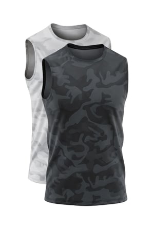 2'li Erkek Nem Emici Hızlı Kuruma Atletik Teknik Sporcu Sıfır Kol T-shirt Siyah-Gri