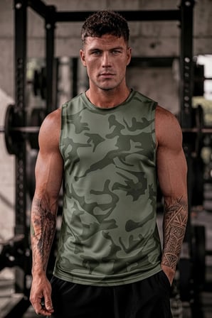 2'li Erkek Nem Emici Hızlı Kuruma Atletik Teknik Sporcu Sıfır Kol T-shirt Siyah-Haki