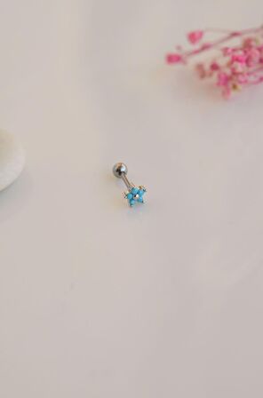Firuze Mini Çiçek Piercing Tragus Helix Kıkırdak
