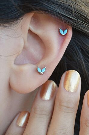 Firuze Çiçek Piercing Helix Kıkırdak