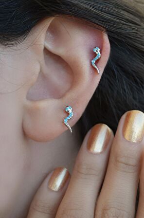 Firuze Yılan Piercing Helix Kıkırdak