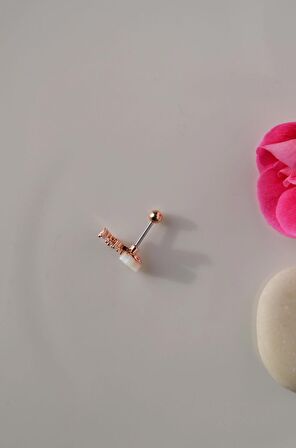 Rose Manolya Çiçek Piercing Helix Kıkırdak
