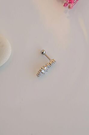 Yıldızlı Piercing Tragus Helix Kıkırdak Gümüş Renk