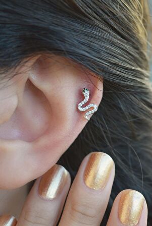 Yılan Piercing Helix Kıkırdak Gümüş Renk