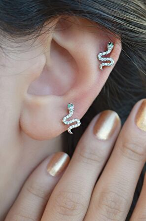 Yılan Piercing Helix Kıkırdak Gümüş Renk