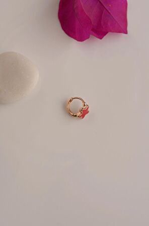 Kırmızı Yıldız Tragus Helix Piercing Mini Küpe