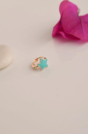 Mavi Yıldız Tragus Helix Piercing Mini Küpe