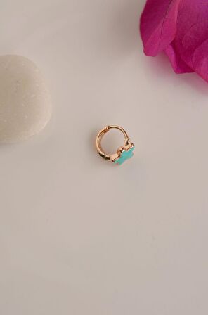 Mavi Yıldız Tragus Helix Piercing Mini Küpe