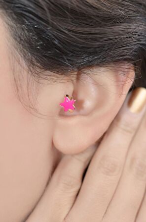 Pembe Yıldız Tragus Helix Piercing Mini Küpe