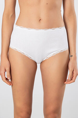 Türen Kadın Likralı Ribana Dantelli Yüksel Bel Külot 2'li Paket