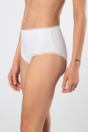 Türen Kadın Likralı Ribana Dantelli Yüksel Bel Külot 2'li Paket