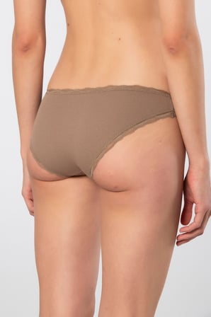 Türen Kadın Likralı Ribana Dantelli Bikini Külot 2'li Paket 928/Vizon