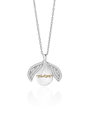 İsimli Açılan Kanat Model Zirkon Taşlı Gümüş Hayalet Kolye  201020603