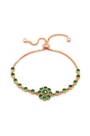 Çiçek Model Zümrüt Taşlı Asansörlü Gümüş Bileklik 201020753