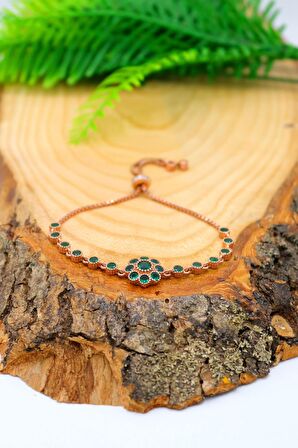 Çiçek Model Zümrüt Taşlı Asansörlü Gümüş Bileklik 201020753