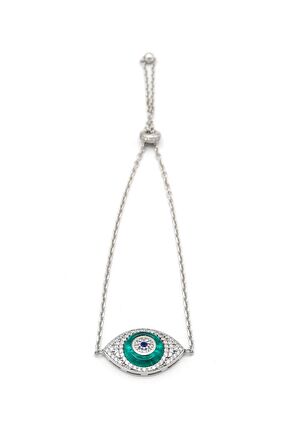 Nazar Göz Model Zirkon Taşlı Asansörlü Gümüş Bileklik 201020775