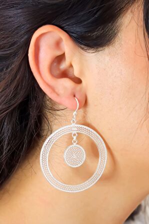 Halkalı Model Telkari Gümüş Kadın Küpe 201020833