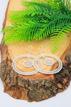 Halkalı Model Telkari Gümüş Kadın Küpe 201020833