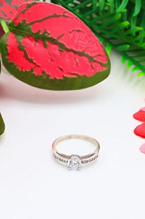 Zirkon Taşlı Tektaş Kadın Gümüş Yüzük 201021357