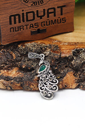 Zümrüt ve Markazit Taşlı Gümüş Kolye 201021592