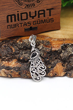 Oniks ve Markazit Taşlı Gümüş Kolye 201021593