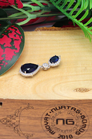 Safir ve Zirkon Taşlı 925 Ayar Gümüş Bayan Kolye 201021884