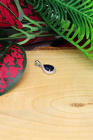 Safir ve Zirkon Taşlı 925 Ayar Gümüş Bayan Kolye 201021892