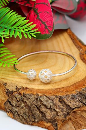 Çiçek Model 925 Ayar Gümüş Telkari Bilezik 201022077