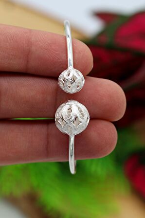 Çiçek Model 925 Ayar Gümüş Telkari Bilezik 201022077