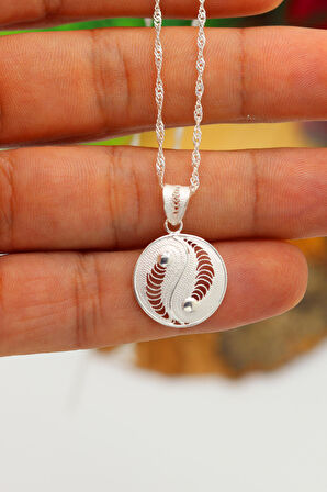 Ying Yang Model Telkari 925 Ayar Gümüş Kolye 201022138