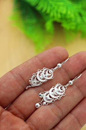 Pullu Model Telkari Kadın Gümüş Küpe 201022145