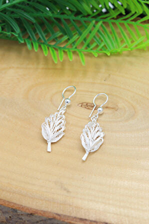 Yaprak Model Telkari Kadın Gümüş Küpe 201022156