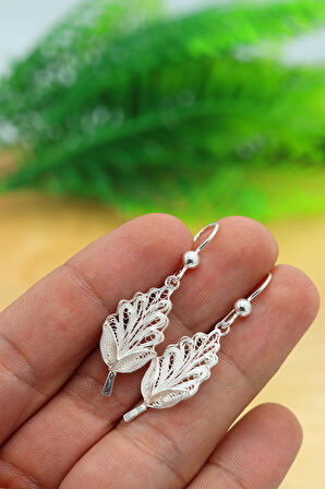Yaprak Model Telkari Kadın Gümüş Küpe 201022156
