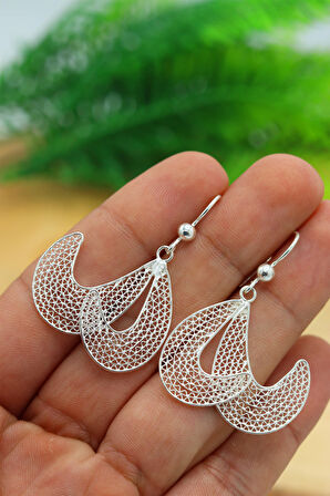 Çift Vav Model Telkari Kadın Gümüş Küpe 201022159