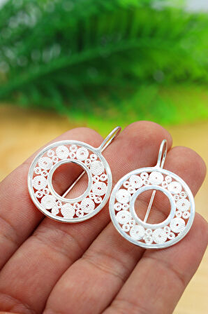 Halka Model Telkari Kadın Gümüş Küpe 201022161