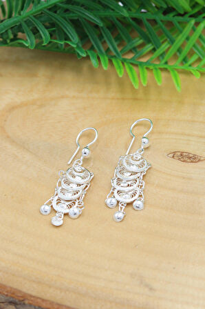 Sallantılı Pullu Model Telkari Kadın Gümüş Küpe 201022162