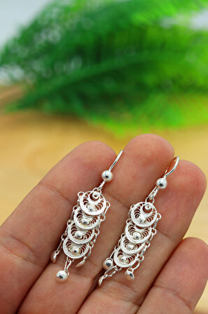 Sallantılı Pullu Model Telkari Kadın Gümüş Küpe 201022162